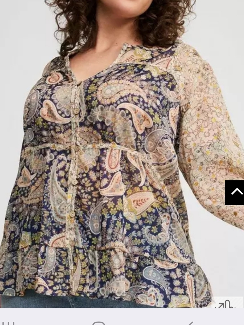 NWT Torrid Chiffon Mixed Print Paisley Top Size 1 - Picture 2 of 8